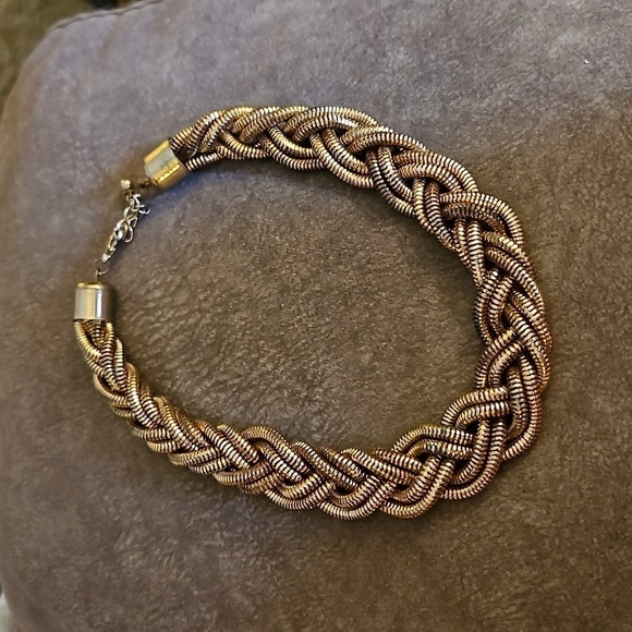 VTG 1990s Chunky Braided Rose Gold Chain Necklace - Picture 2 of 12